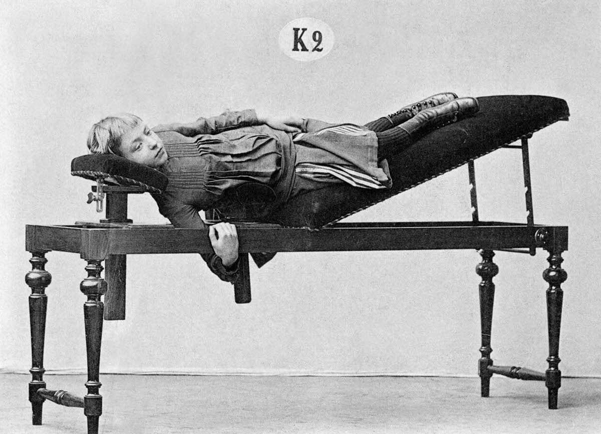 It may look like a velvet-topped dining room table, but you can realign imbalances in your muscles, skeleton and joints with this side-pressing apparatus.