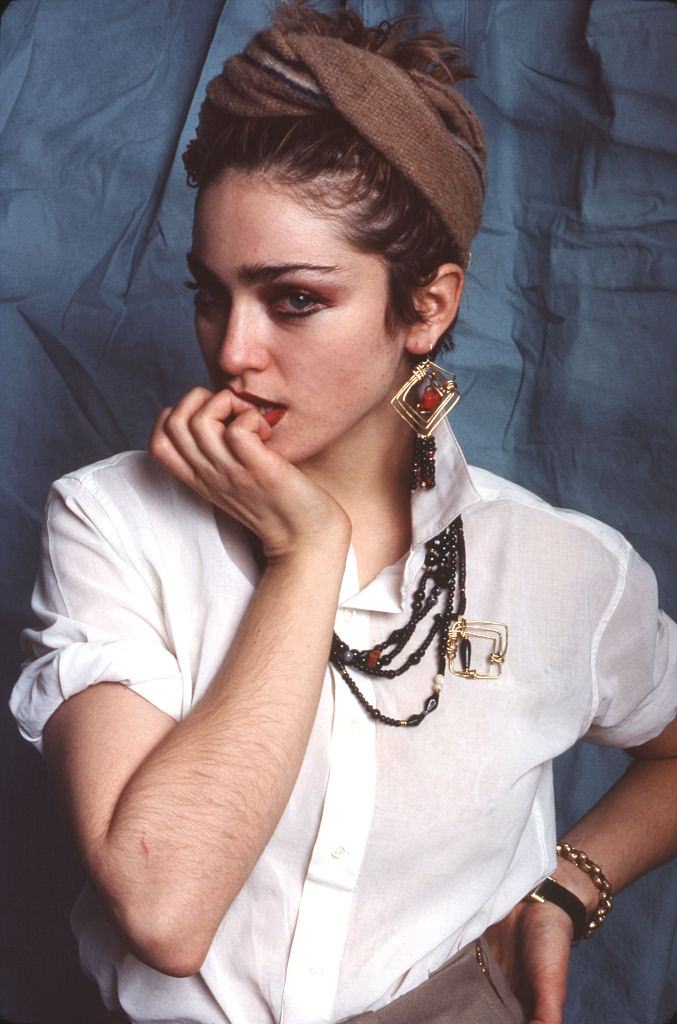 Madonna poses for a portrait during a photo shoot for Interview Magazine, 1982.