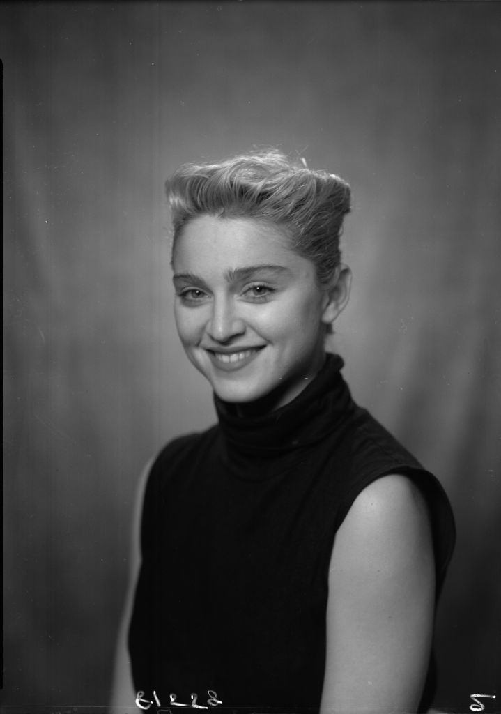 Madonna in black dress, 1980.