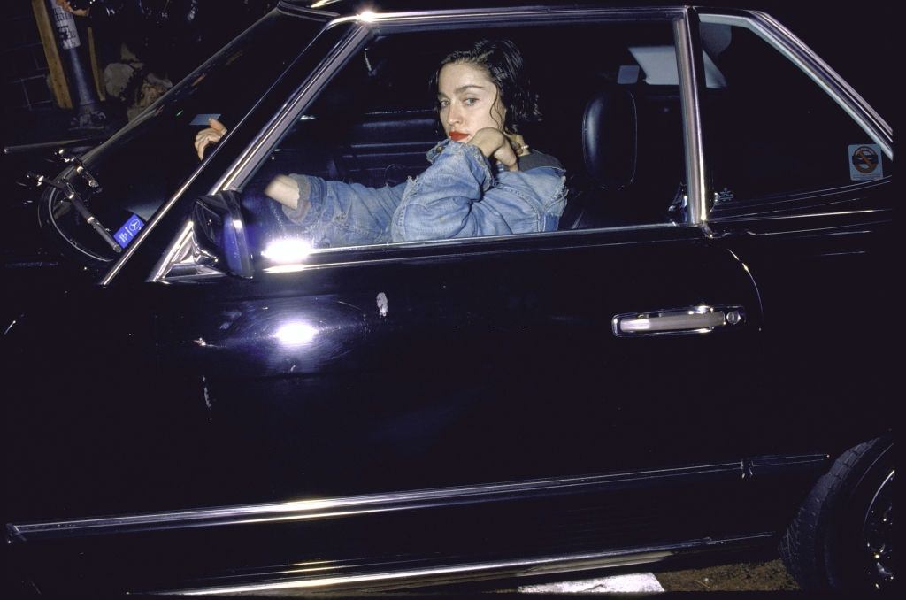 Madonna in her car, 1985.