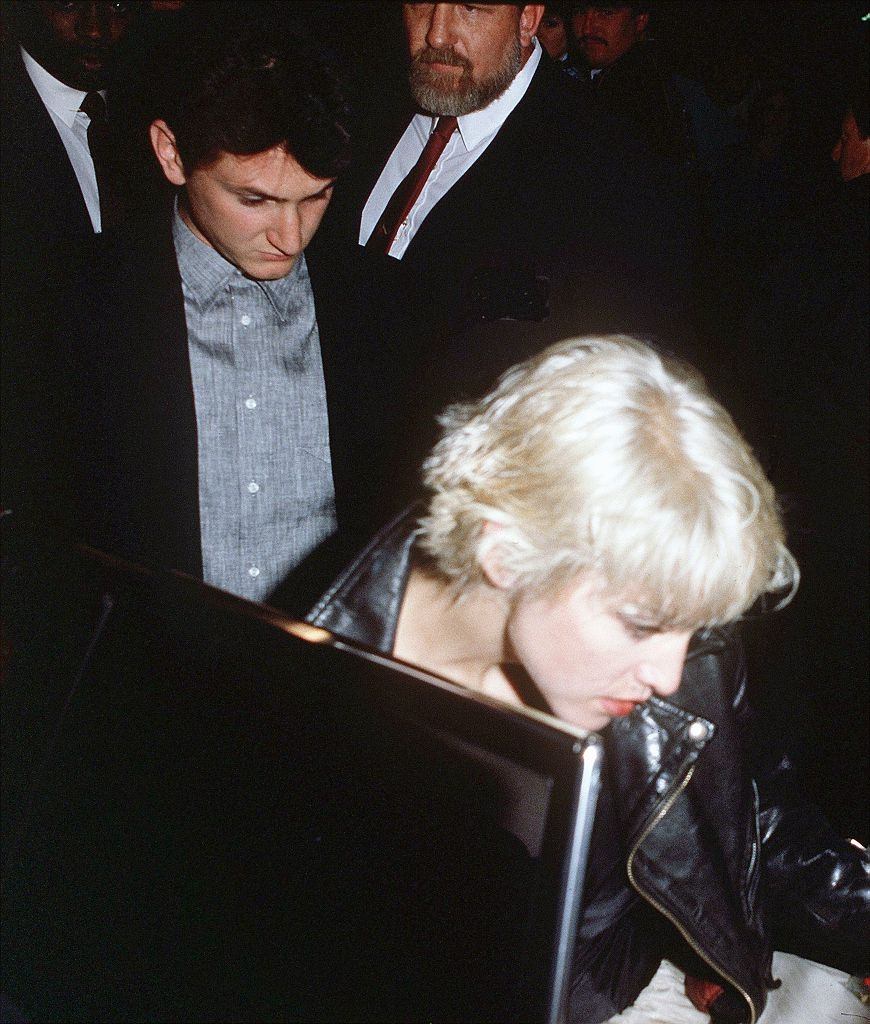 Madonna with her husband Sean Penn, 1985.