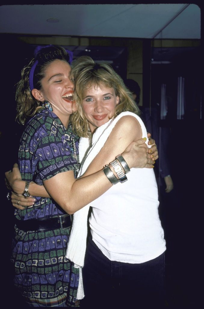 Madonna with actress Rosanna Arquette, 1985.