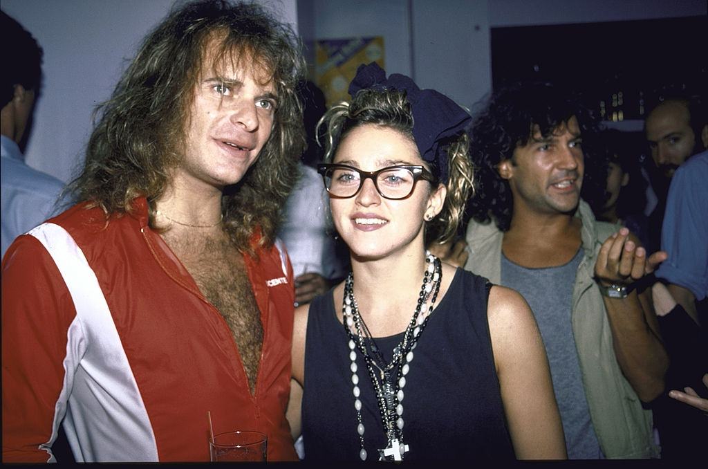Madonna with Singers David Lee Roth, 1985.