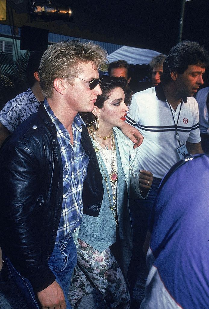 Madonna with her husband Sean Penn, 1986.
