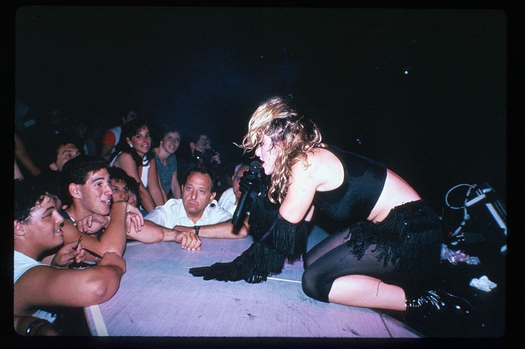 Madonna Singing to Audience Members, 1986.