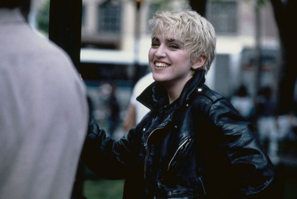 Madonna filming the video for her song 'Papa Don't Preach' in New York City, 1986.