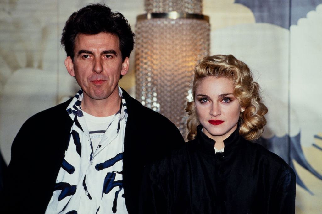 Madonna with with former Beatle George Harrison, 1986.