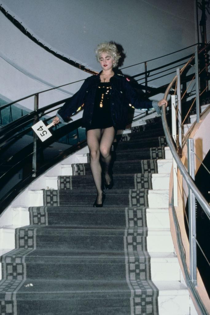 Madonna takes part in a celebrity fashion show at Barneys clothing store in New York City, 10th November 1986.