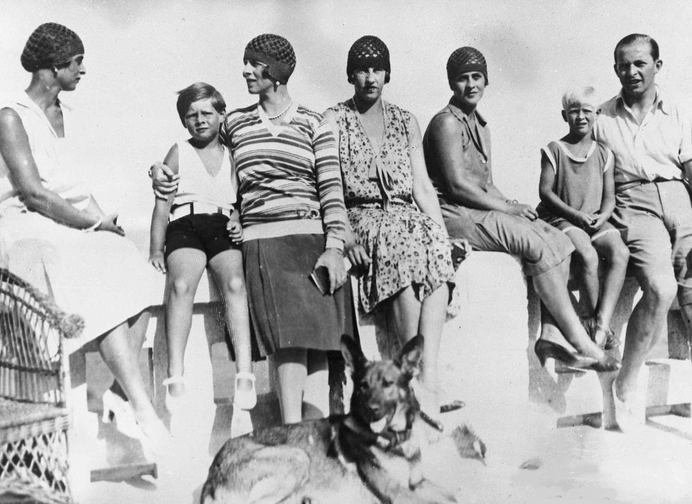 Philip (second from the right) pictured on holiday in Romania in September 1928.