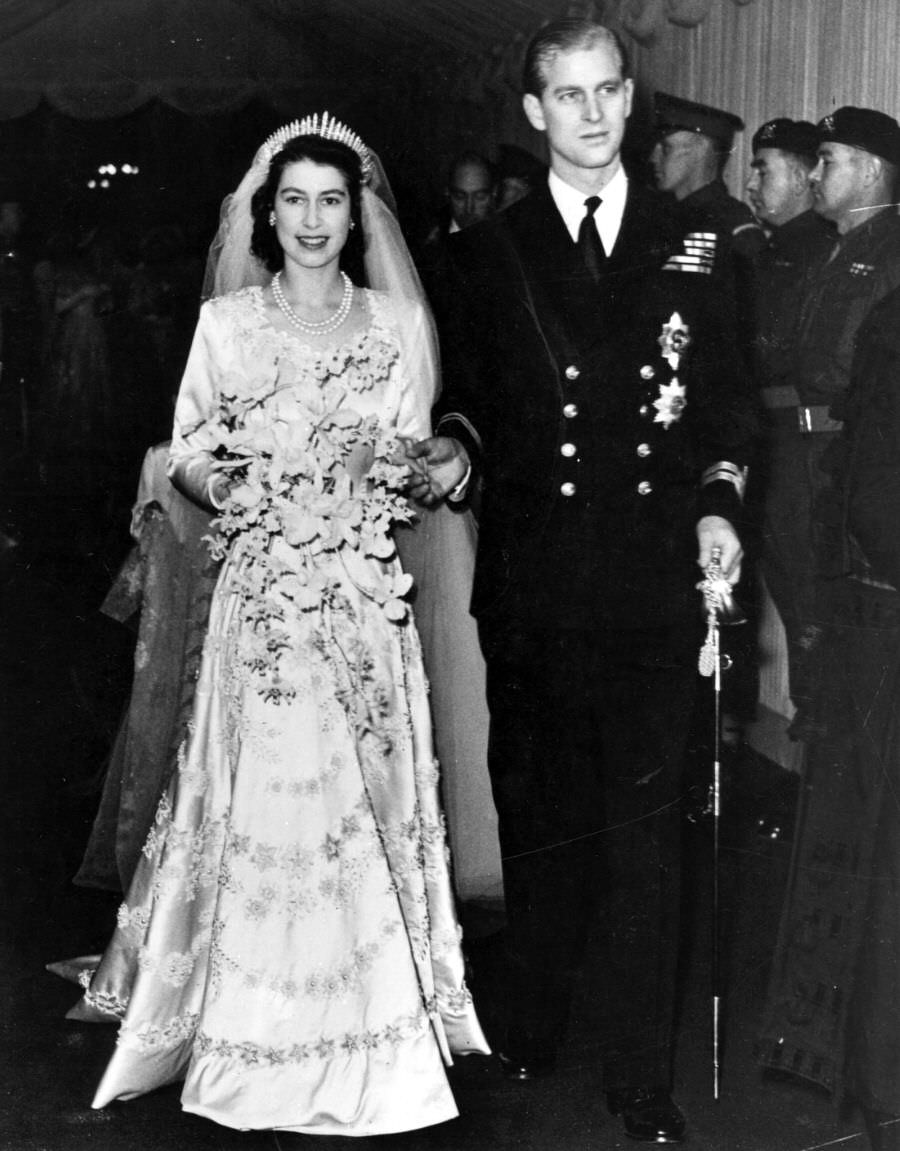 The Prince and Princess on their wedding day, 1947.