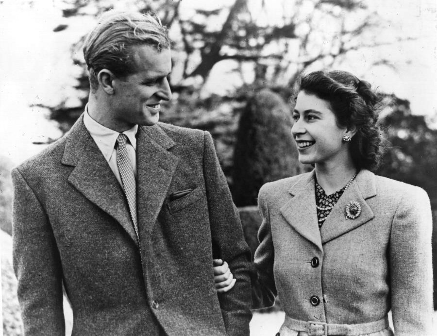 An official photo from the royal honeymoon, 1947.