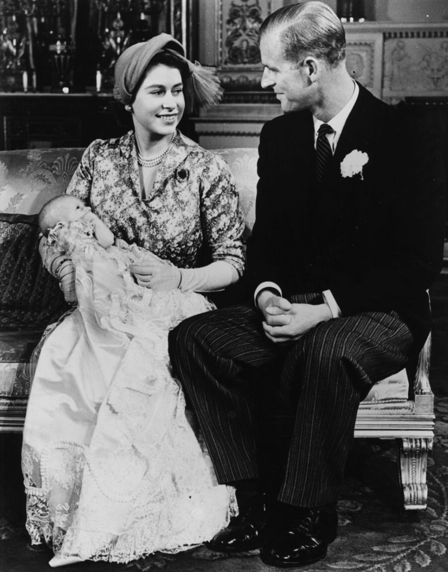 Princess Elizabeth and Prince Philip with their newborn, Princess Anne, 1950.