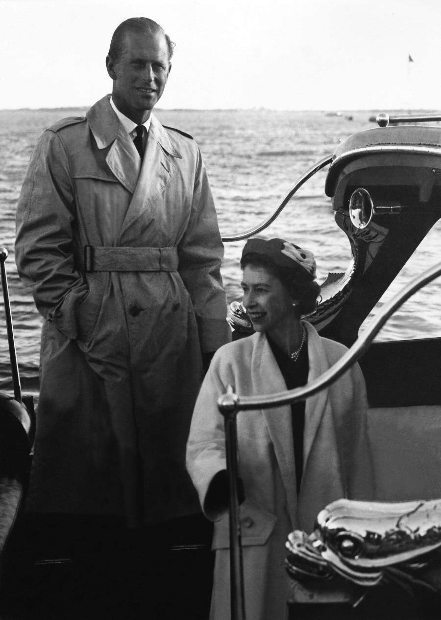 Prince Philip with Queen in Portugal, 1957