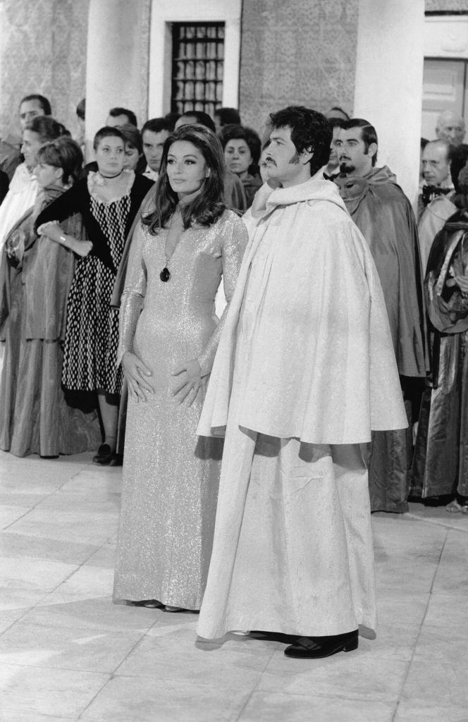 Anouk Aimée during the shooting of a movie.