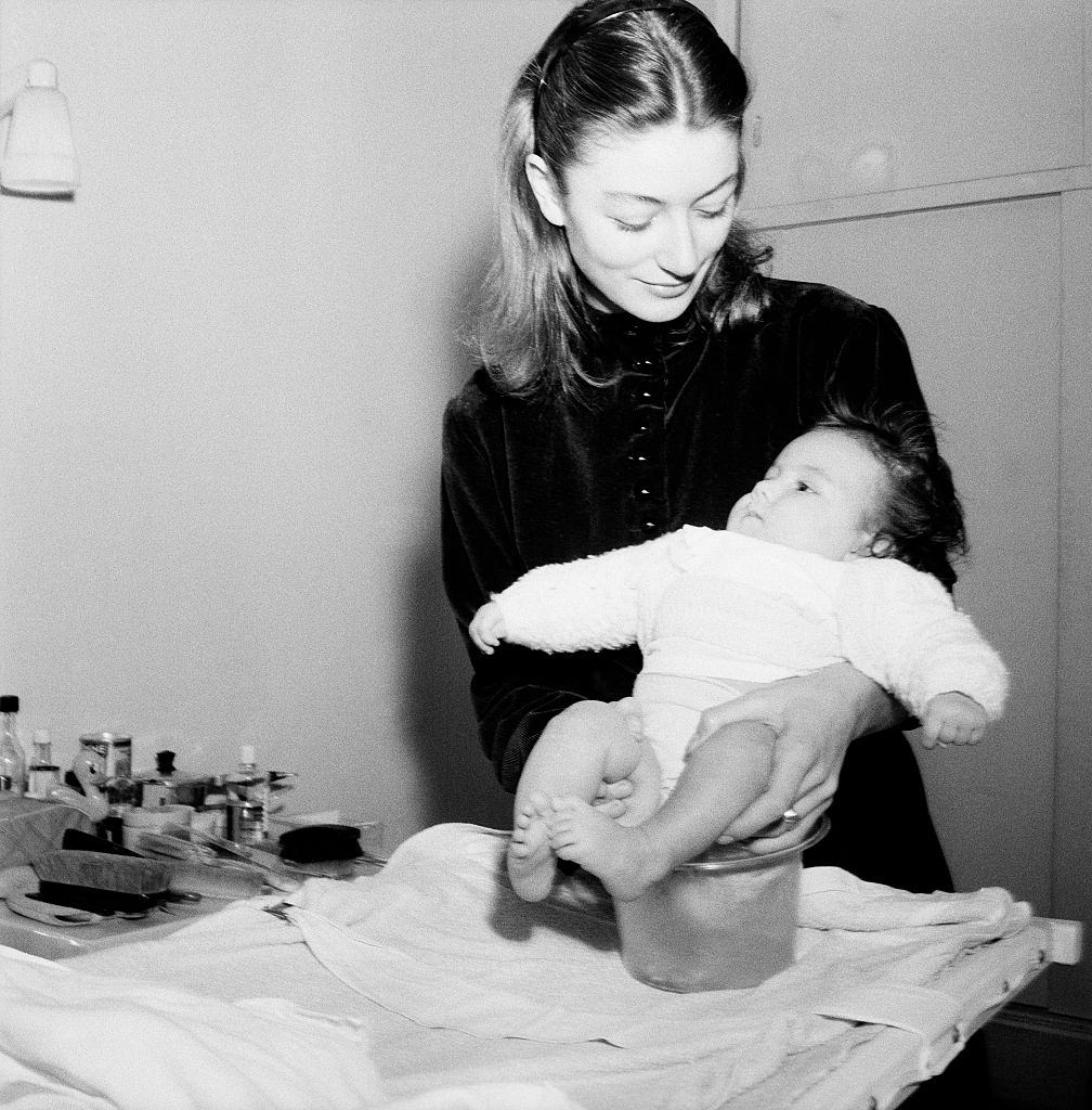 Anouk Aimee and her baby daughter Manuela, she had with Greek director Nikos Papatakis, 1952.