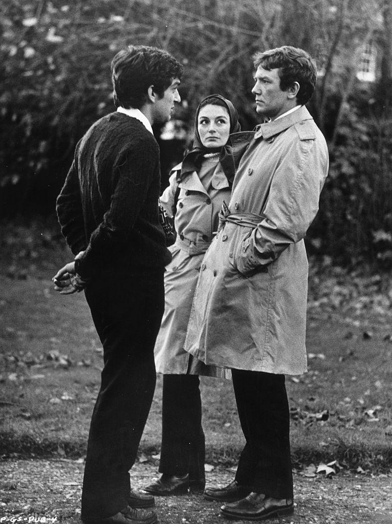 Anouk Aimee with British director Stephen Frears and her husband, 1972.