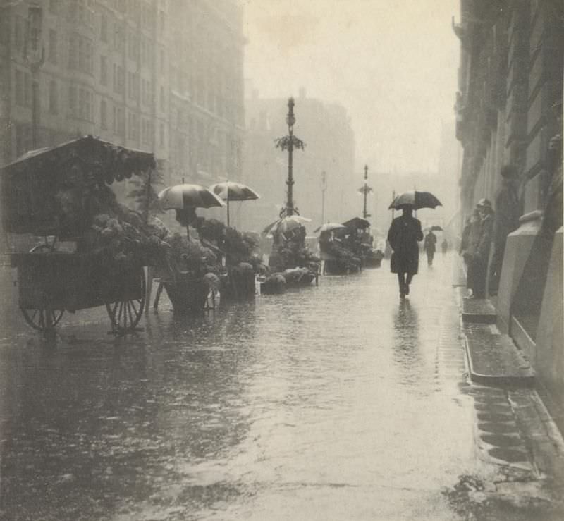 Martin Place, wet day, circa 1910s