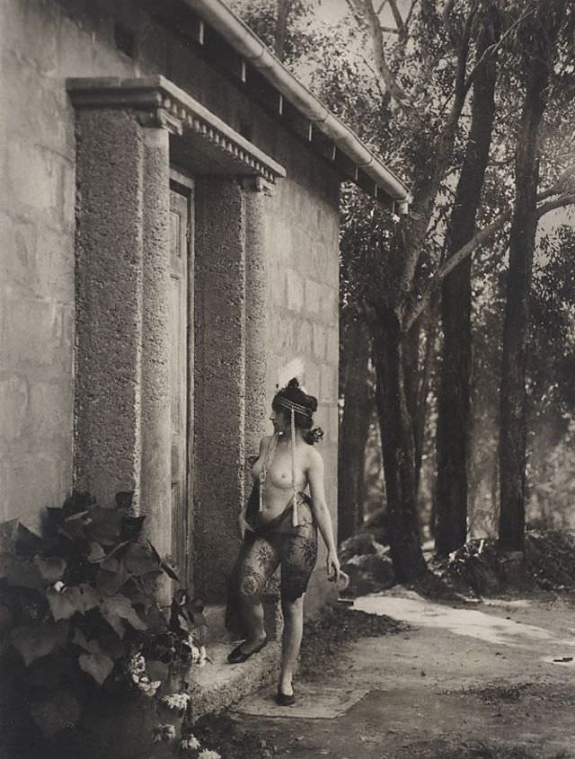 Model at studio door, Springwood, circa 1920