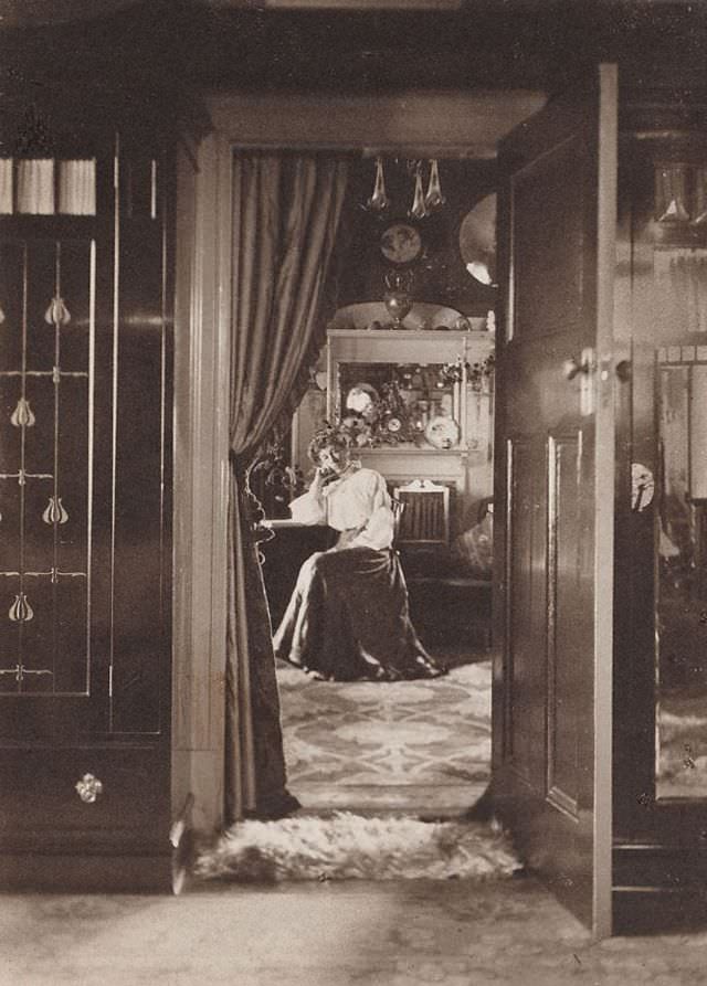 Untitled (early interior with seated woman), circa 1908