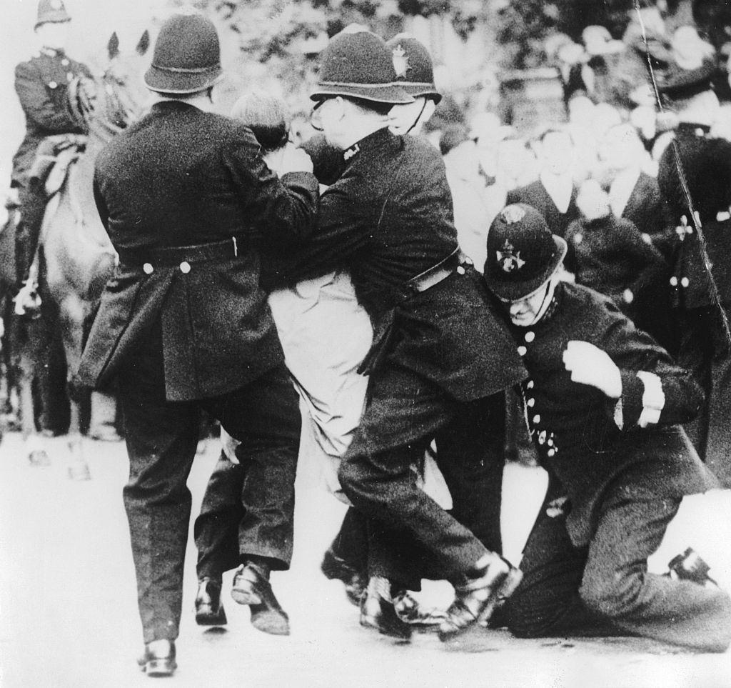Riots between anti-Fascists and Blackshirts (British Fascists) in London, 1936.