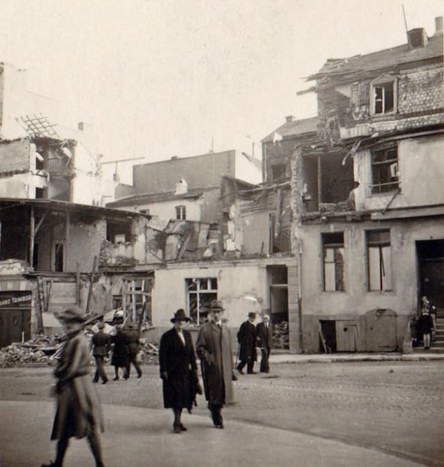 Bomb damage in down town Bonn, circa 1943
