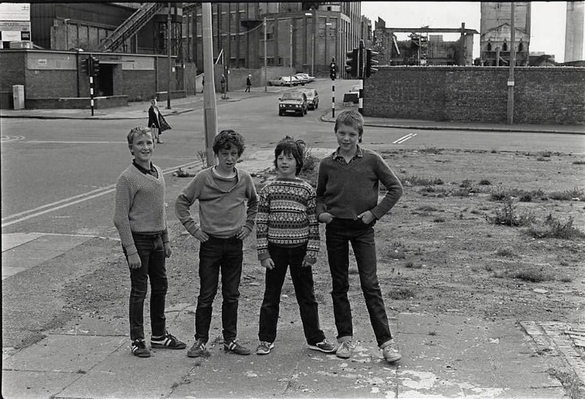4 boys by Tate & Lyle on Vauxhall Rd, Liverpool – early 80’s