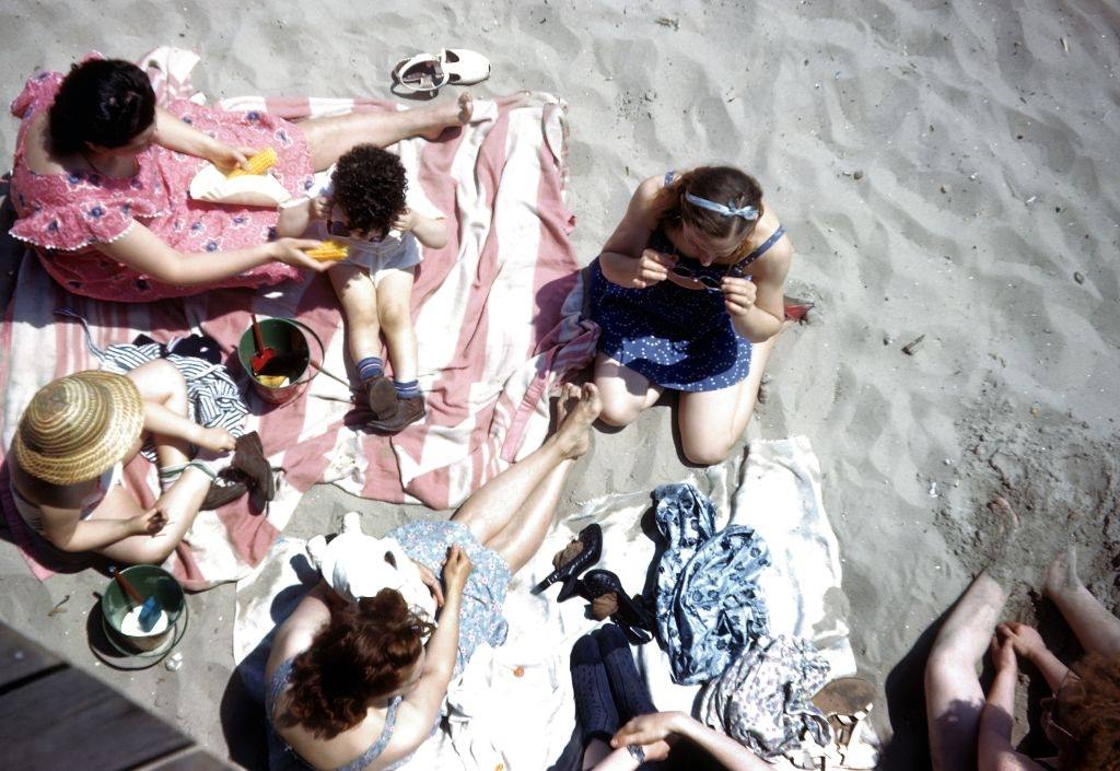 Sunbathers on Coney Island beach, 1948.