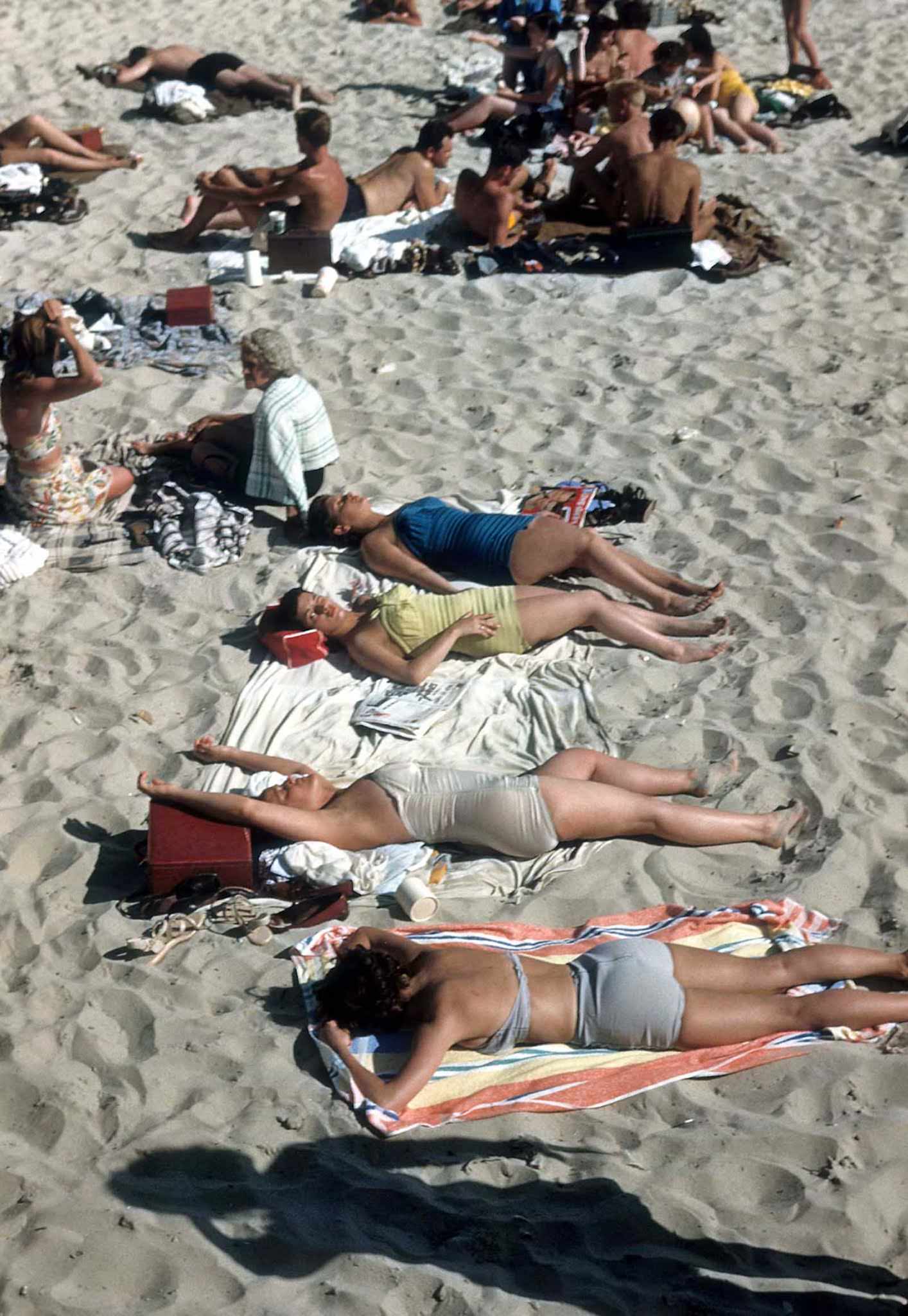 Sunbathers on Coney Island beach.