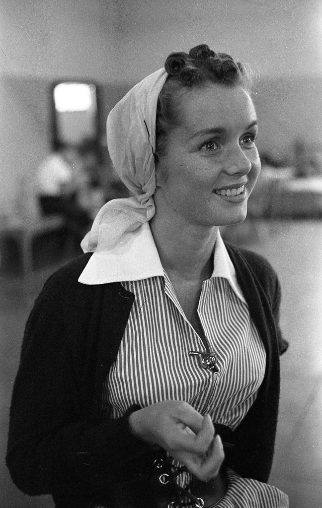 Debbie Reynolds smiles on the lot of MGM studios, 1948.