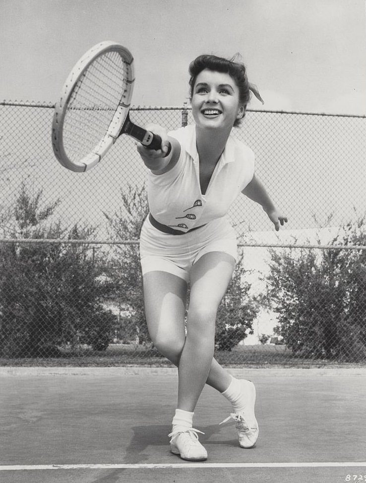 Debbie Reynolds Playing Tennis, 1950.