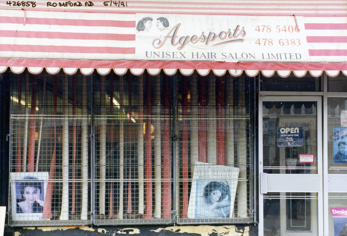 Agesports, Hairdresser, Romford Rd, Manor Park, Newham, 1991