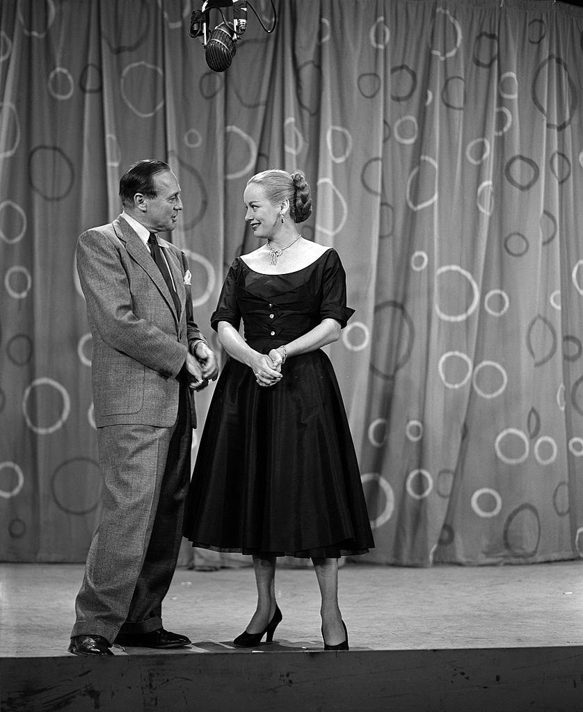 Faye Emerson with Jack Benny, 1951.