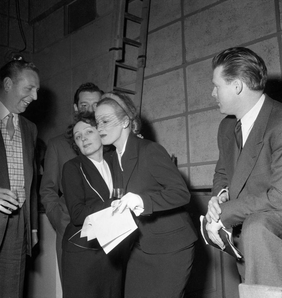 French singer Edith Piaf and American actress Faye Emerson preparing a show for American television, March 14, 1951.