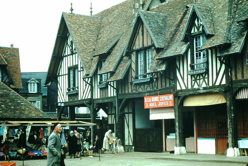 Market in Deauville-, France, 1954