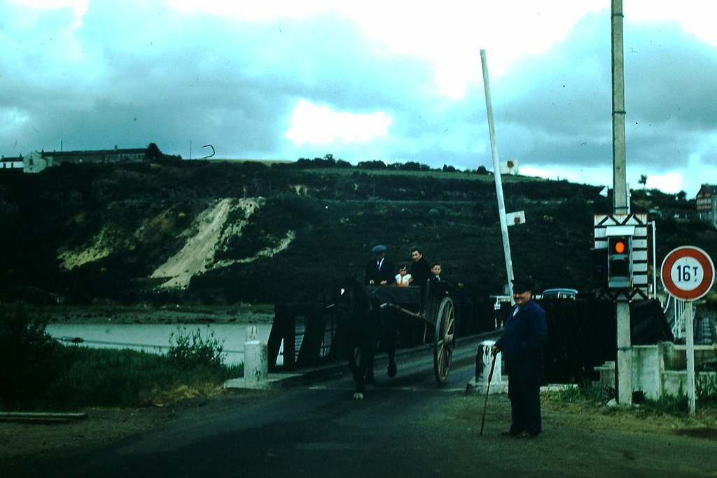 Crossing Vilaine River at la Roche Bernard, Brittany, France, 1954