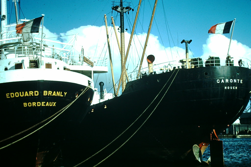 Harbor St Nazaire, Mouth of Loire, Brittany, France, 1954