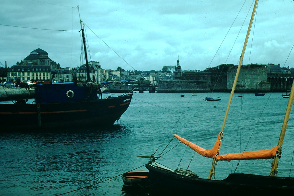 Walled City of Old Concarneau, Brittany, France, 1954
