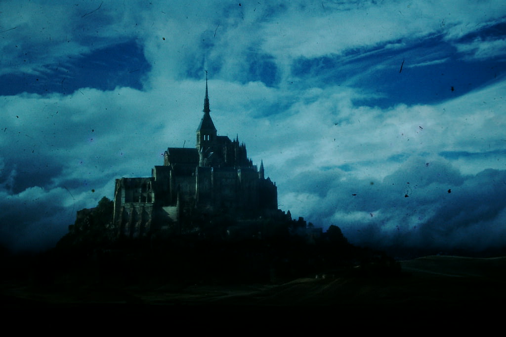 Castle in the Clouds in Mont S Michel, France, 1954