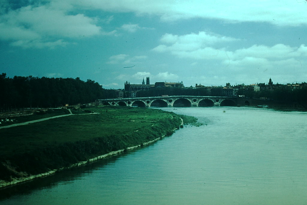 The Garonne at Toulouse- 1641 Bridge, France, 1954
