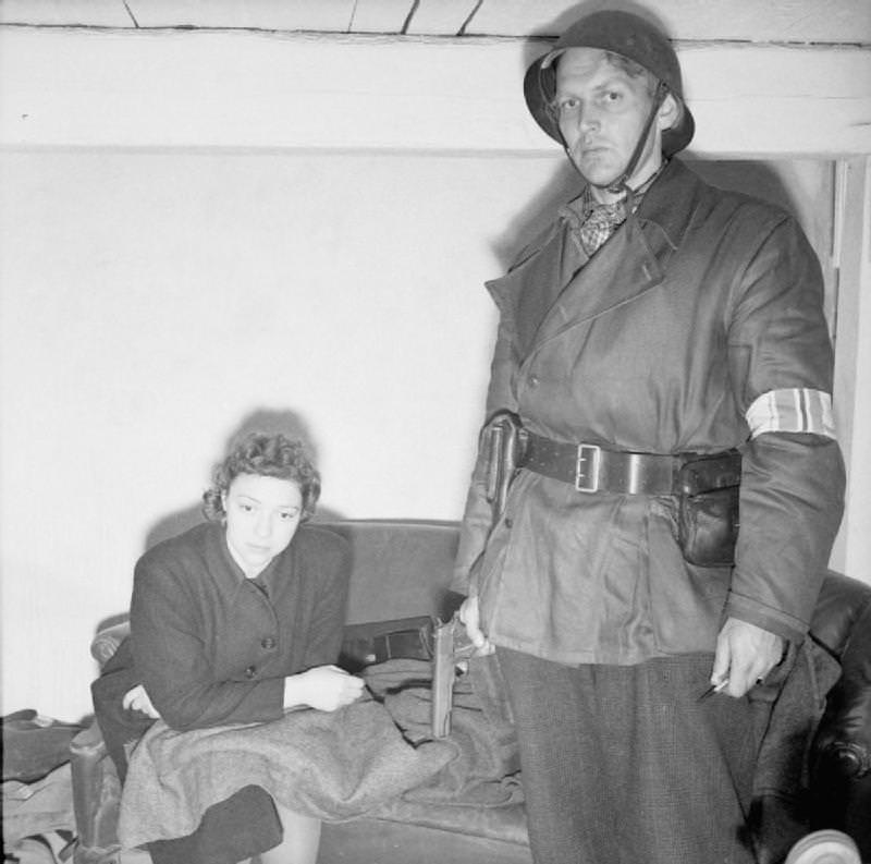 Ruth Anderson, the only Norwegian woman to work at the Gestapo HQ, under arrest and awaiting trial.