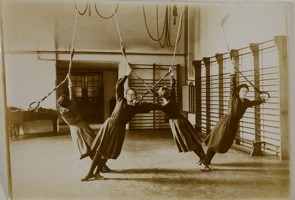 German Women Practicing Swedish Gymnastics in Heinrich, Germany in the 1900s