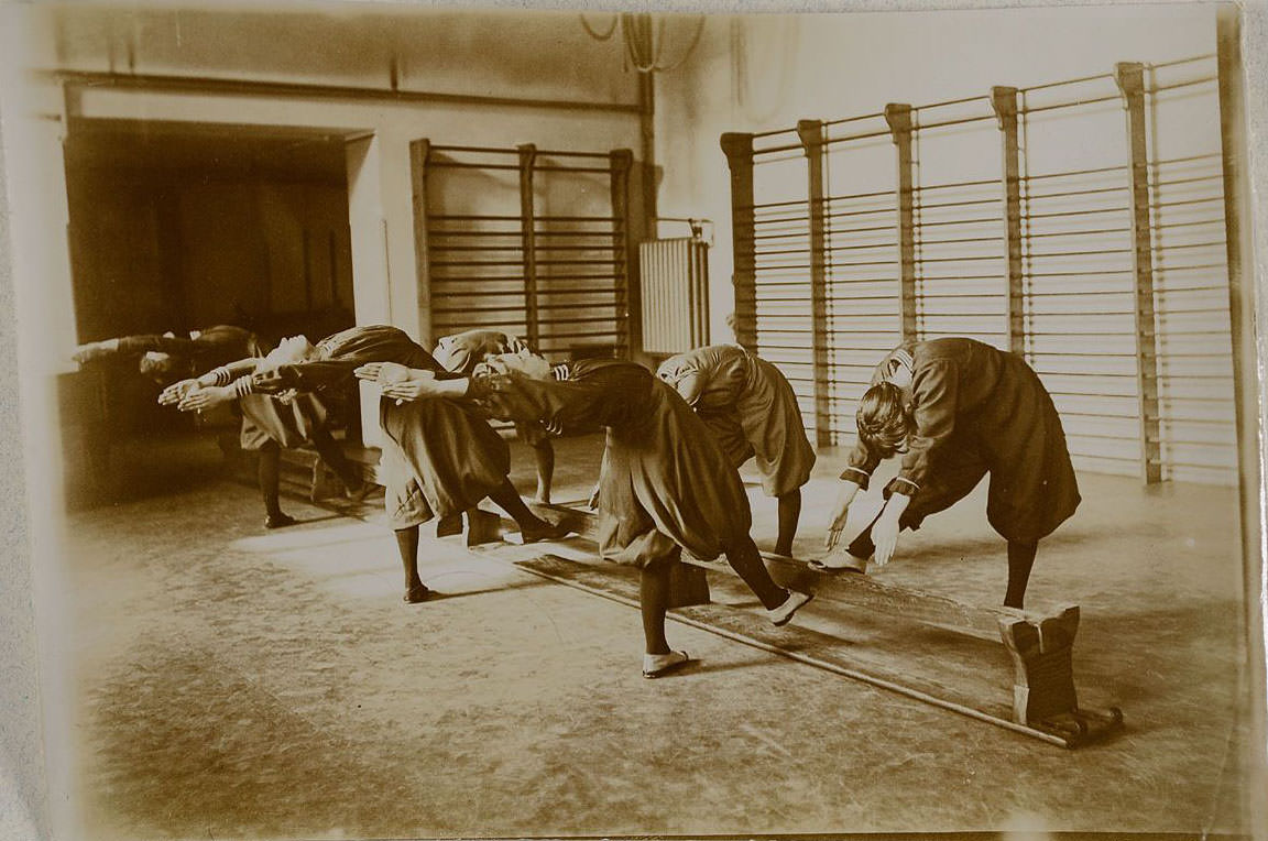 German Women Practicing Swedish Gymnastics in Heinrich, Germany in the 1900s