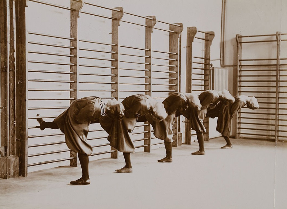 German Women Practicing Swedish Gymnastics in Heinrich, Germany in the 1900s