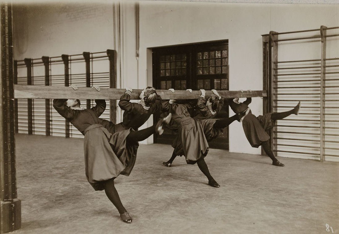 German Women Practicing Swedish Gymnastics in Heinrich, Germany in the 1900s