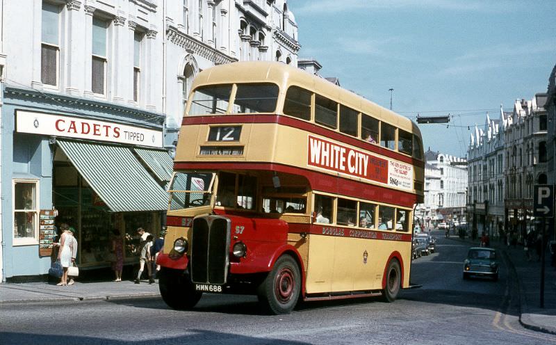 1947 Regent No.57 climbs Prospect Hill, Douglas, 5 August 1970