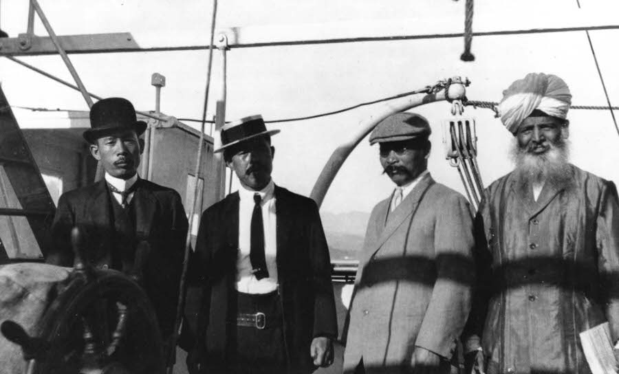 Japanese and Sikh men aboard the Komagata Maru.