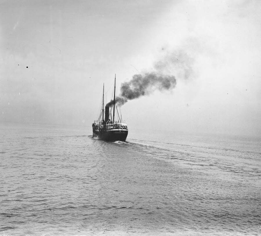 The Komagata Maru heads to sea on its long journey back to India.
