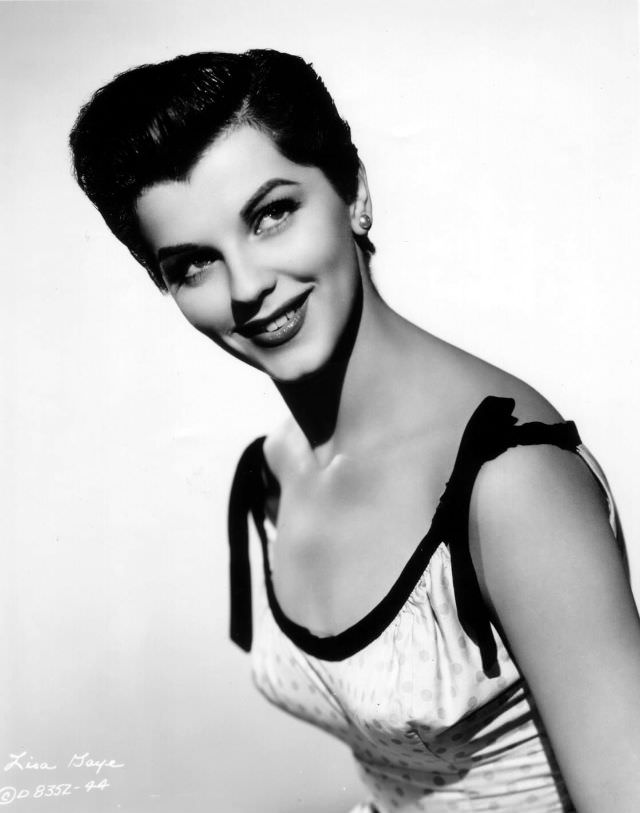 Lisa Gaye posing on the stool, 1950s.