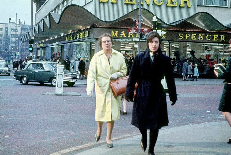 Shoppers outside the Marks & Spencer store.