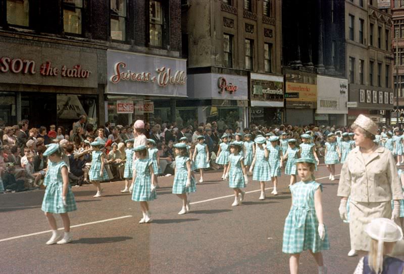 Whit Walk procession along Market Street.